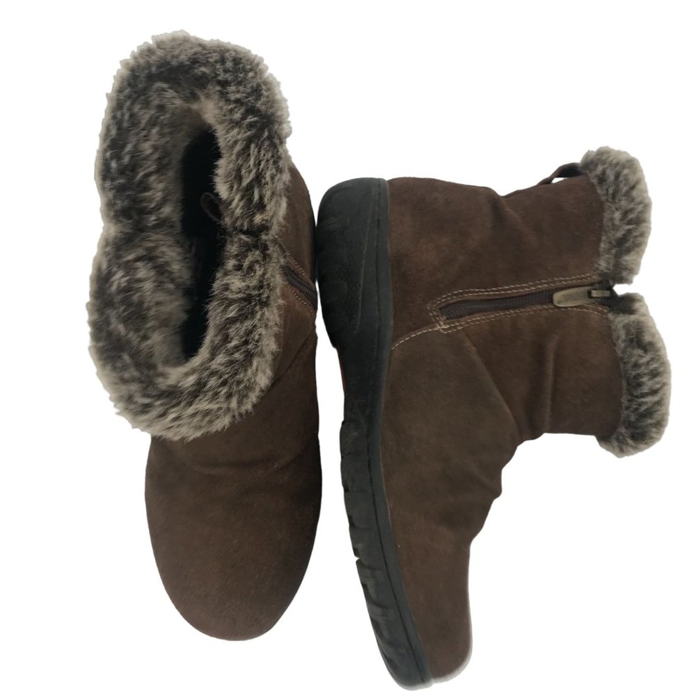 Khombu Womens Leather Faux Fur Lined Ankle Bootie Size 8M - Picture 3 of 7